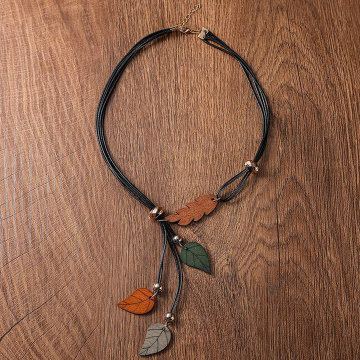 Autumn Leaves Boho Pendant Necklace