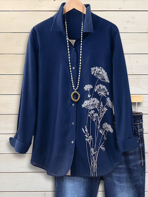 Natural Floral Print Casual Shirt
