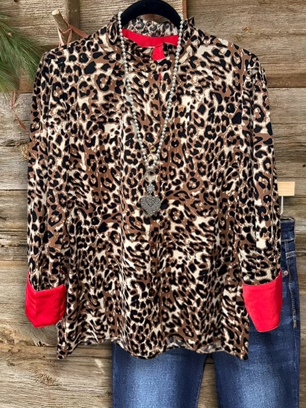 Bold Leopard Accent Blouse