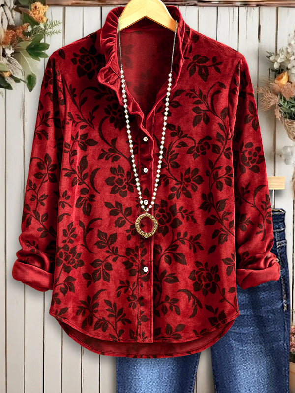 Floral Velvet Casual Shirt