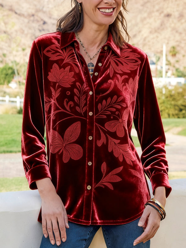 Velvet Ember Floral Shirt