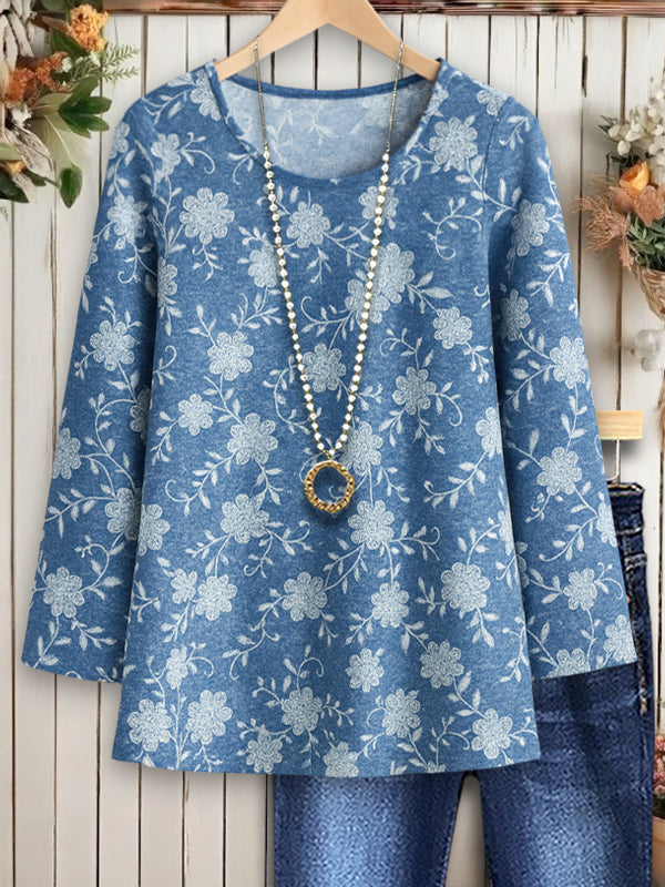 Blue Meadow Blossoms Top