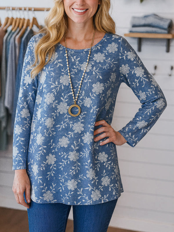 Blue Meadow Blossoms Top