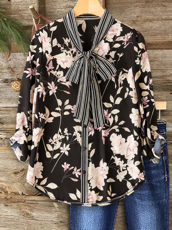 Bow-Tie Floral Blouse