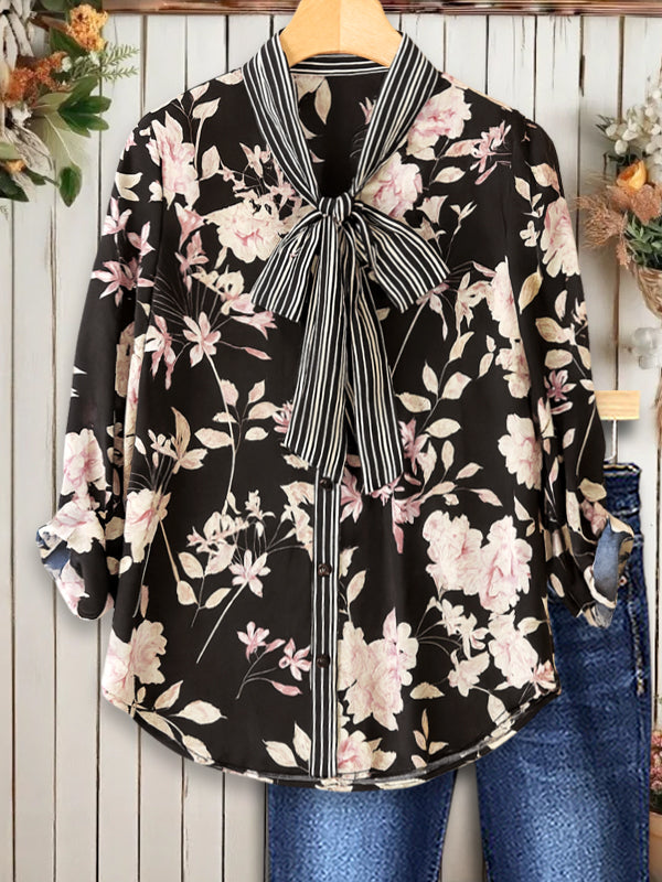 Bow-Tie Floral Blouse