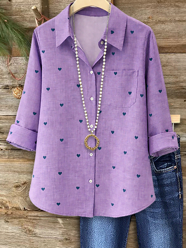 Lavender Heart Button Shirt