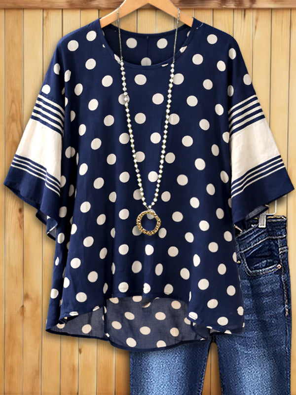 Coastal Dot Batwing Sleeve Blouse