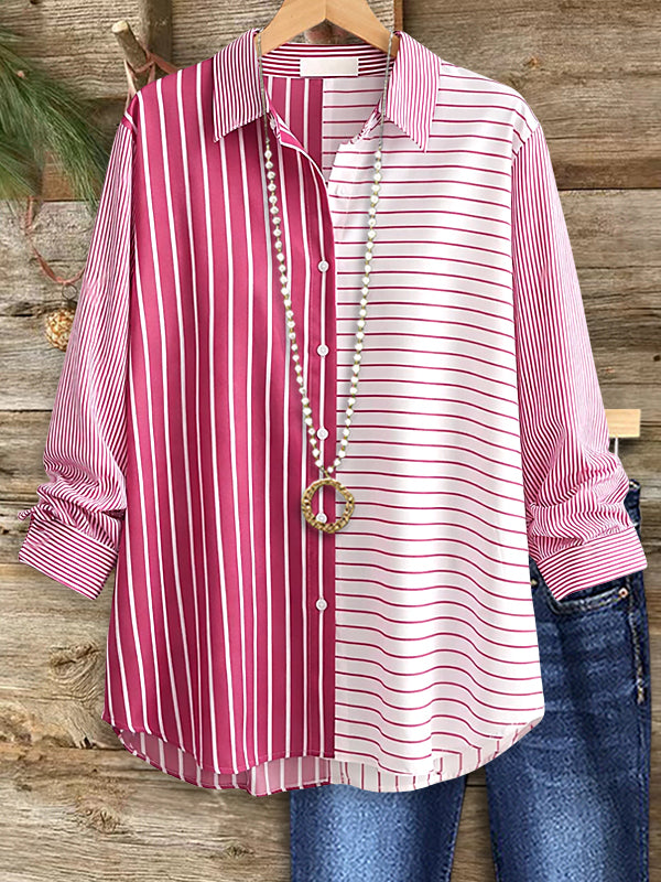 Colorblock Stripe Relaxed Button Shirt