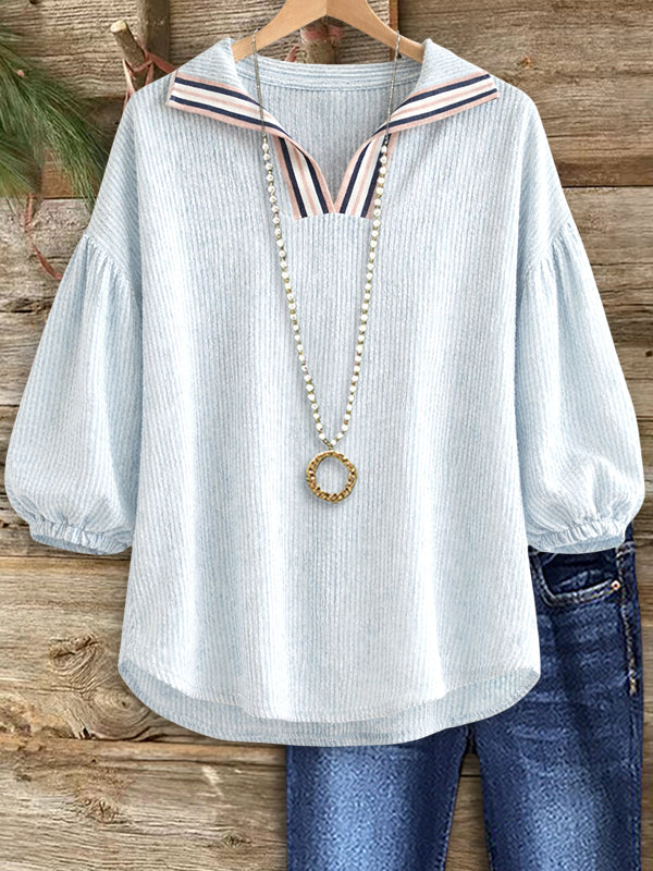 Striped Patchwork Casual Blouse