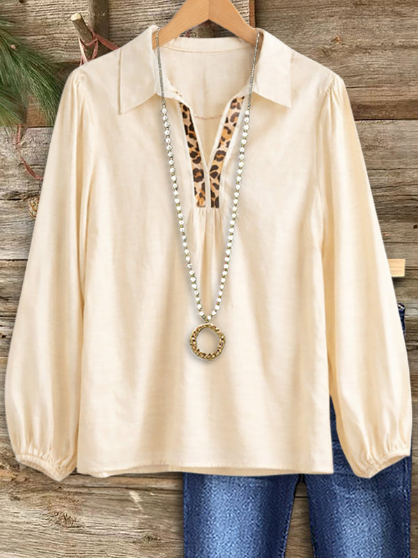 Safari Chic Split-Neck Blouse