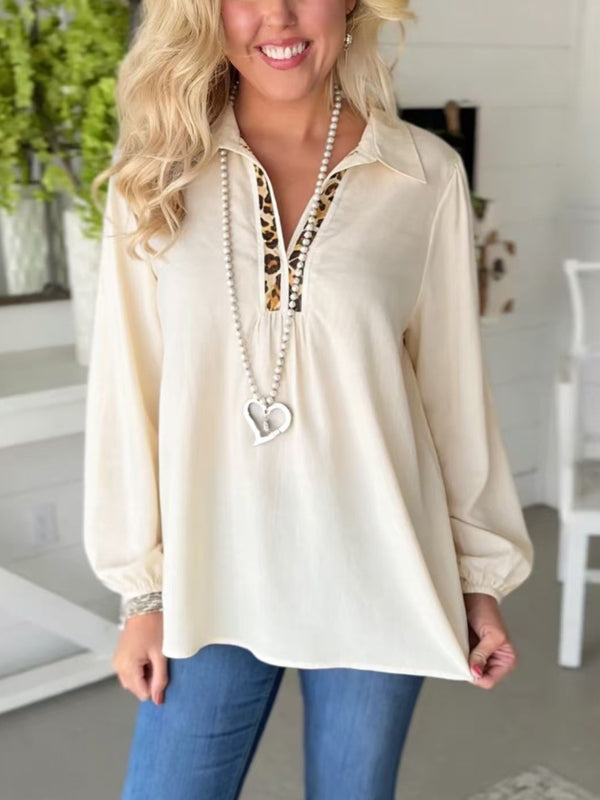 Safari Chic Split-Neck Blouse