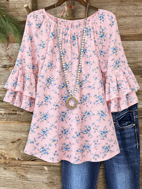 Blush Meadow Ruffle Sleeve Top