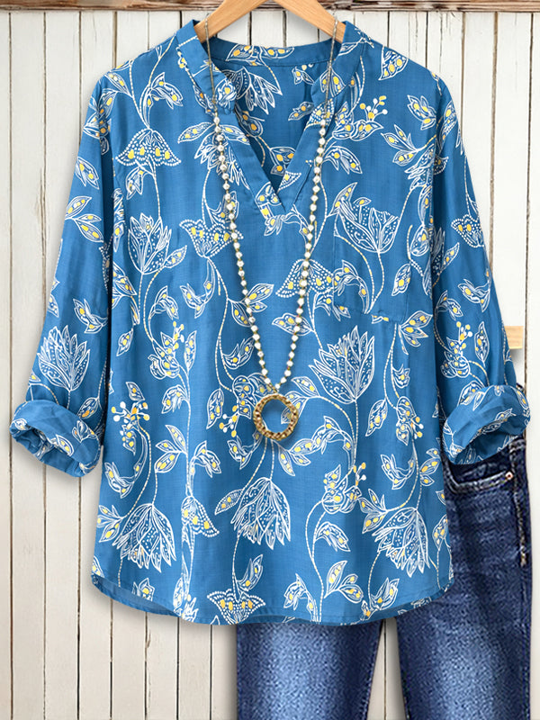 Coastal Breeze Printed V-Neck Top