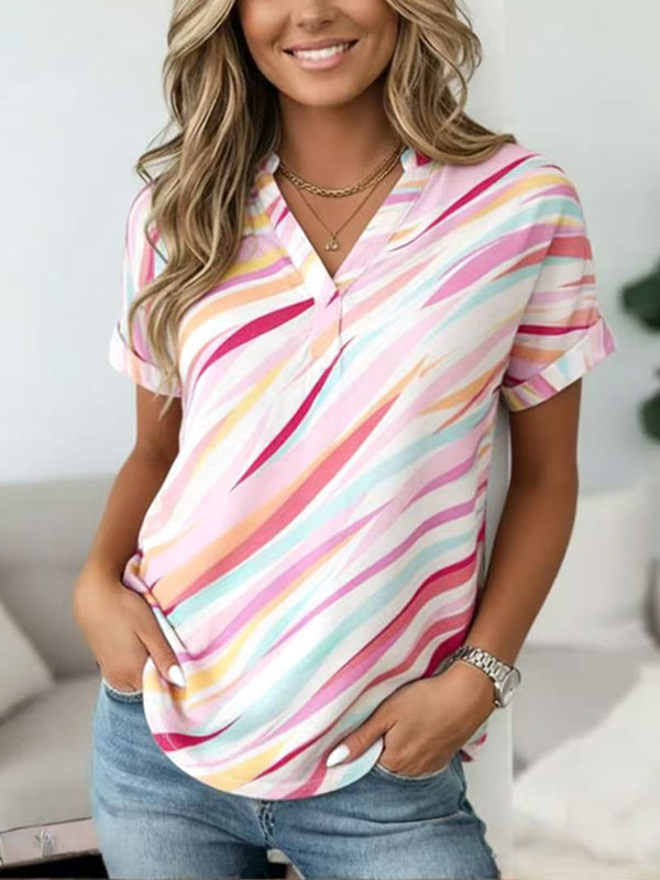 Sunset Waves V-Neck Top