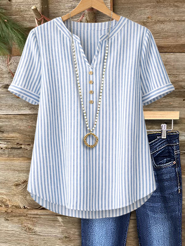 Coastal Breeze Stripe Henley Top