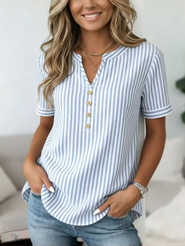 Coastal Breeze Stripe Henley Top