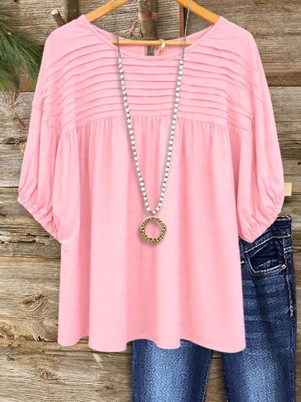 Sweet Breeze Pleated Puff Sleeve Top