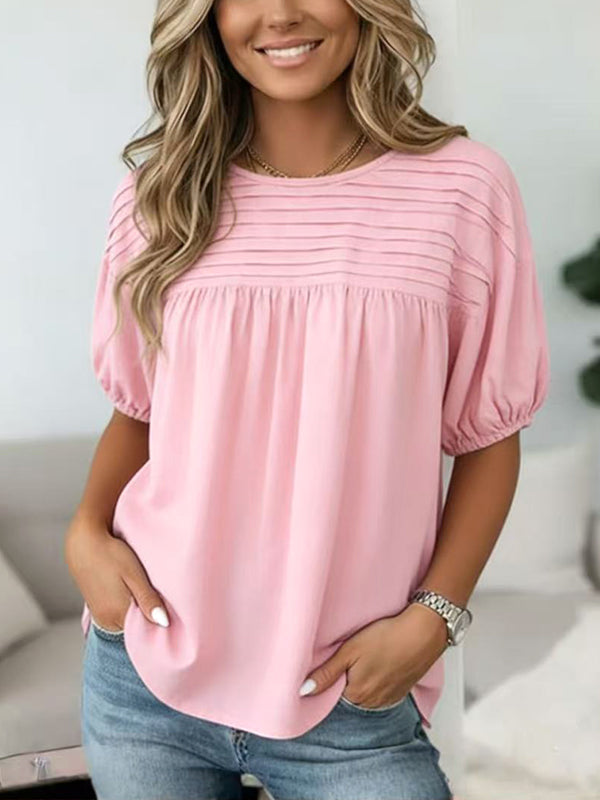 Sweet Breeze Pleated Puff Sleeve Top