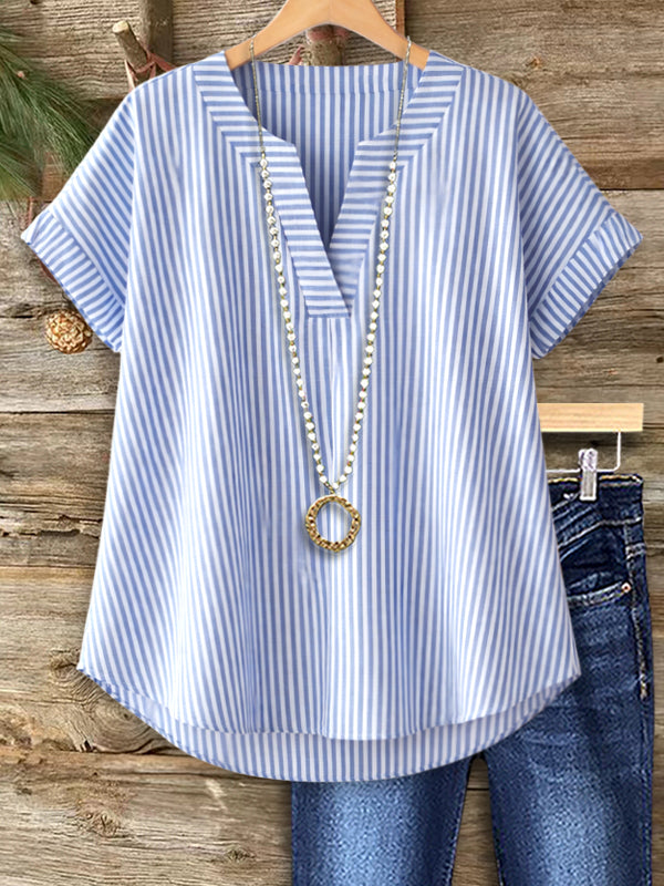 Breezy Coastal Stripe Blouse