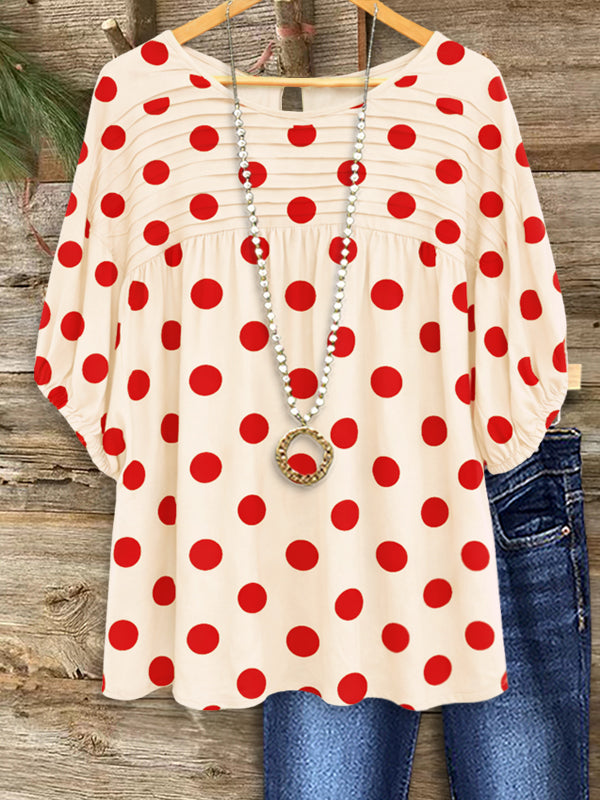 Playful Polka Dot Puff Sleeve Top