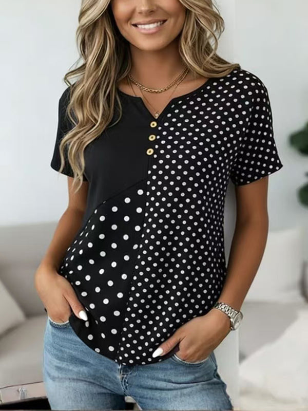 Modern Chic Colorblock Polka Top