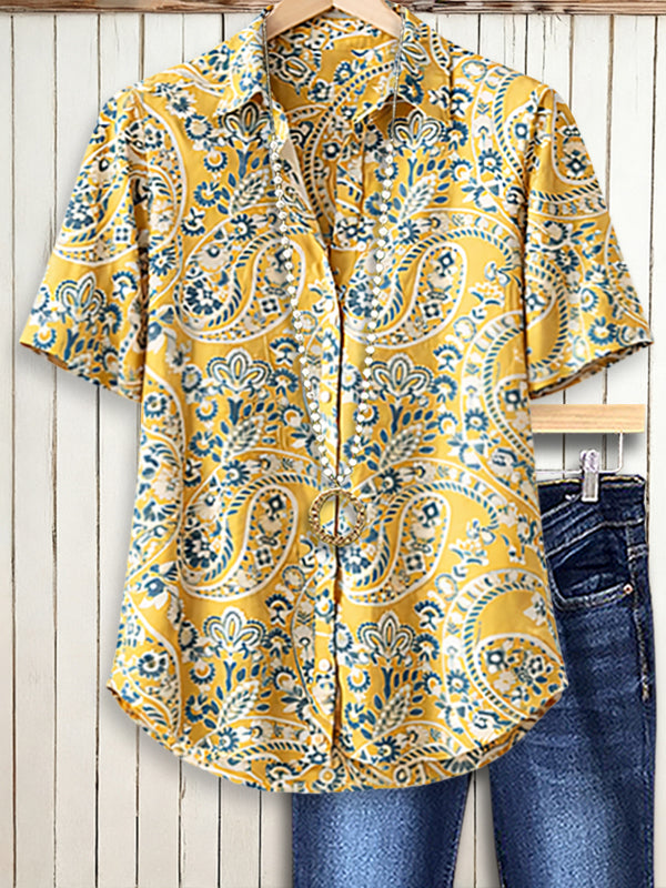 Golden Paisley Casual Shirt