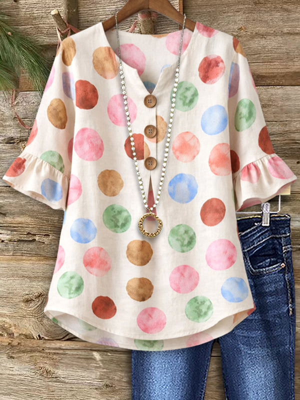 Playful Dot Button Top