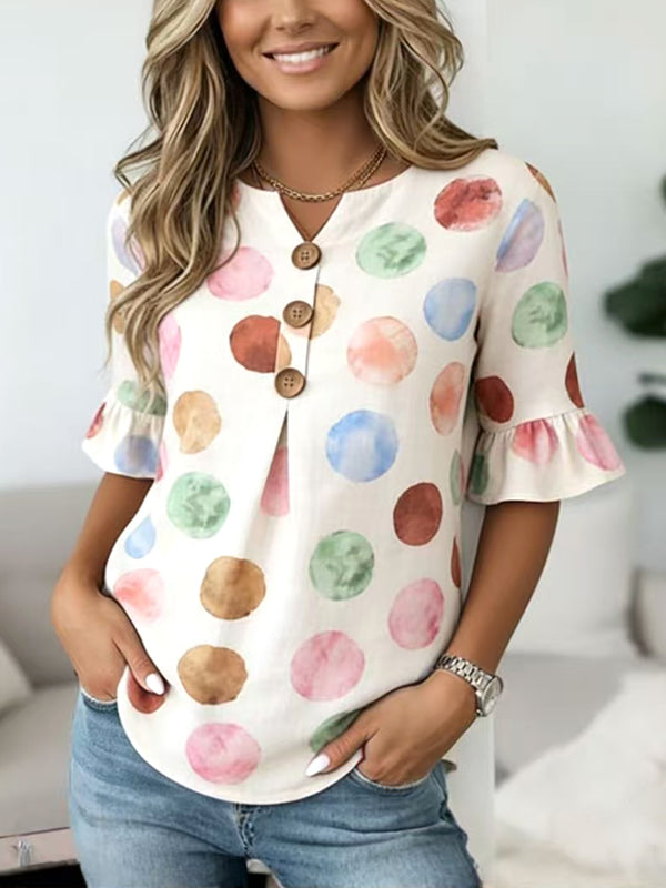 Playful Dot Button Top