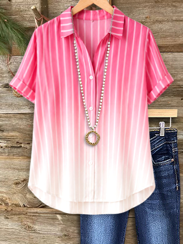 Sunset Stripe Ombre Button-Up Shirt