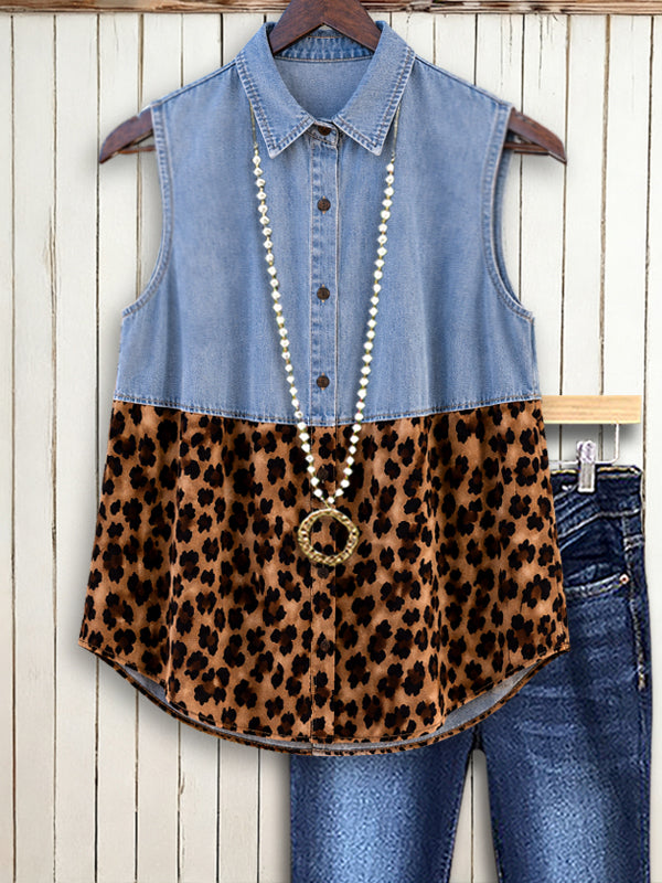 Wild Denim Leopard Tank