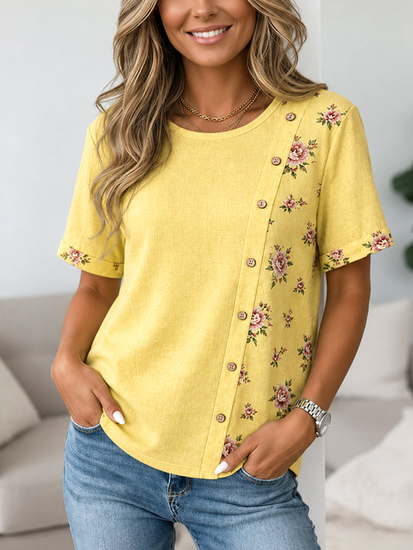 Sunny Blossom Button Accent Top