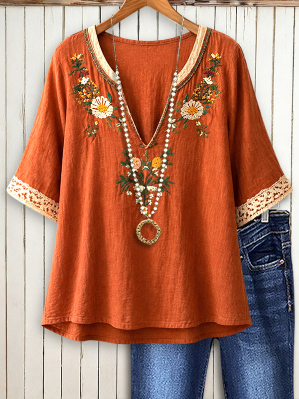 Sunset Meadow Embroidered Top