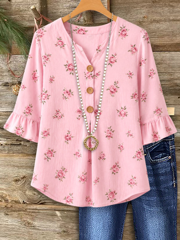 Sweet Rose Ruffle Blouse