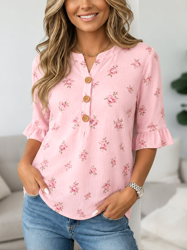 Sweet Rose Ruffle Blouse