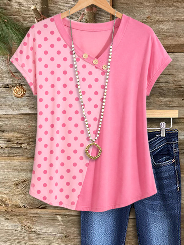 Sweetheart Dot V-Neck Top
