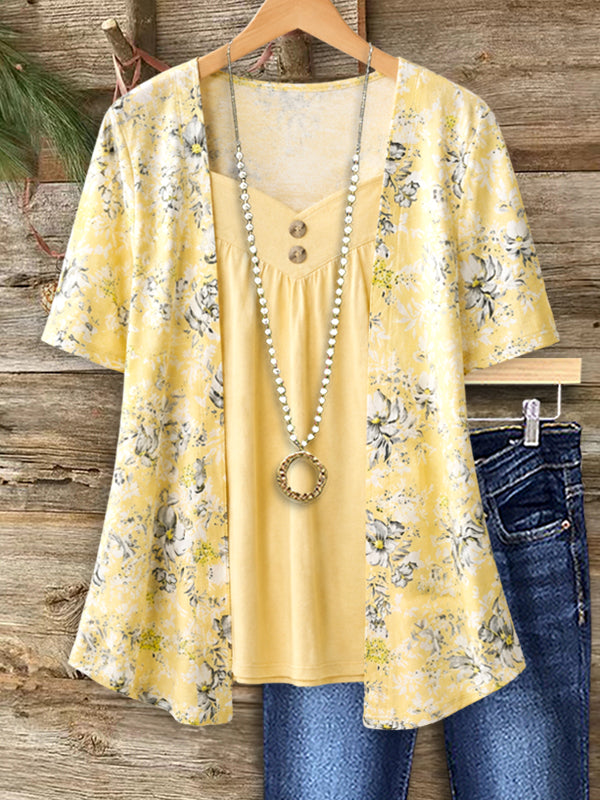 Sunny Meadow Floral Layered Top