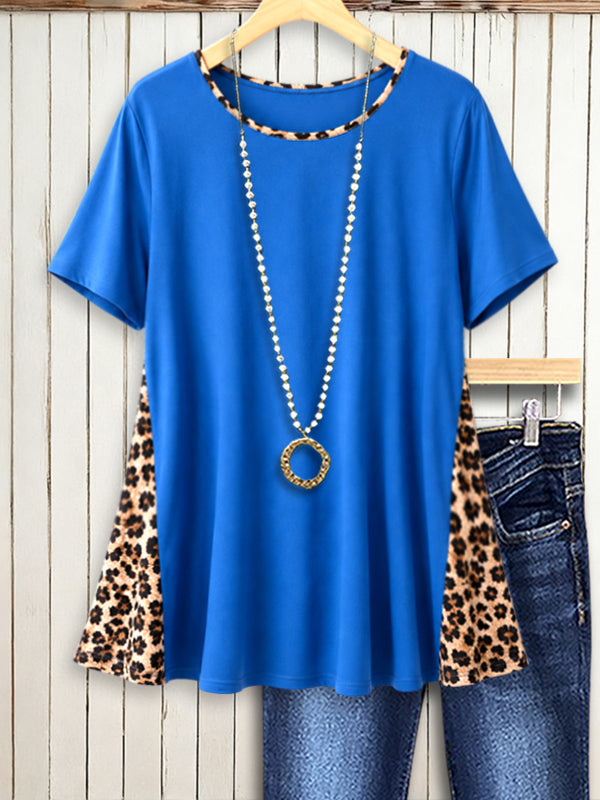 Blue Leopard Contrast Top