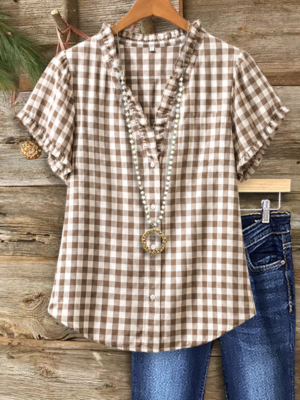Country Charm Gingham Blouse