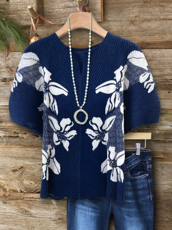 Cool-Touch Pleated Batwing Sleeve Top