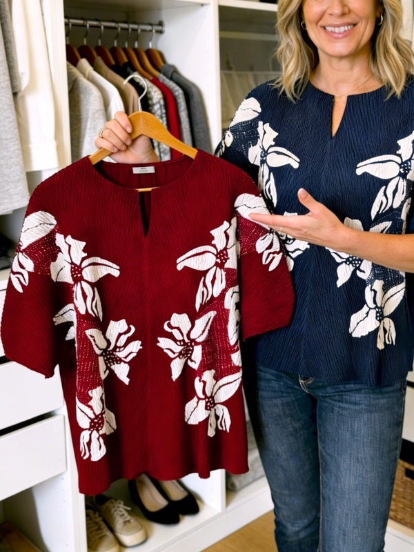 Cool-Touch Pleated Batwing Sleeve Top