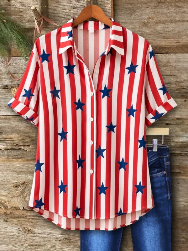 Stars & Stripes Button-Up Camp Shirt