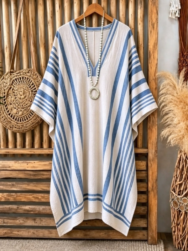 Batwing Sleeve Linen Blend Midi Dress