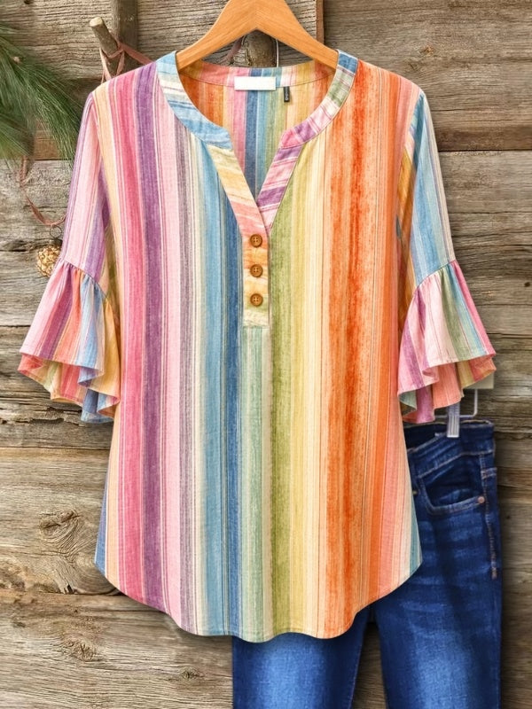 Pastel Stripe Button-Front Shirt