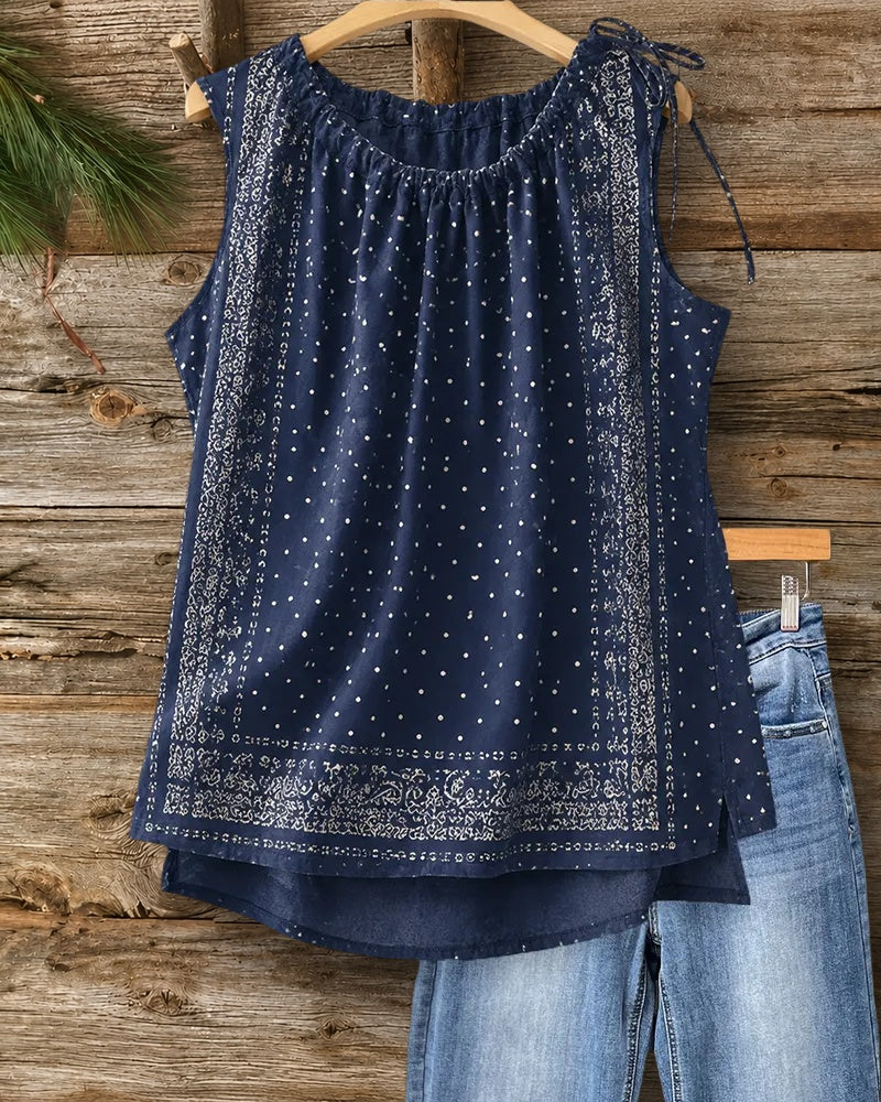 Round Neck Tie Detail Tank Top