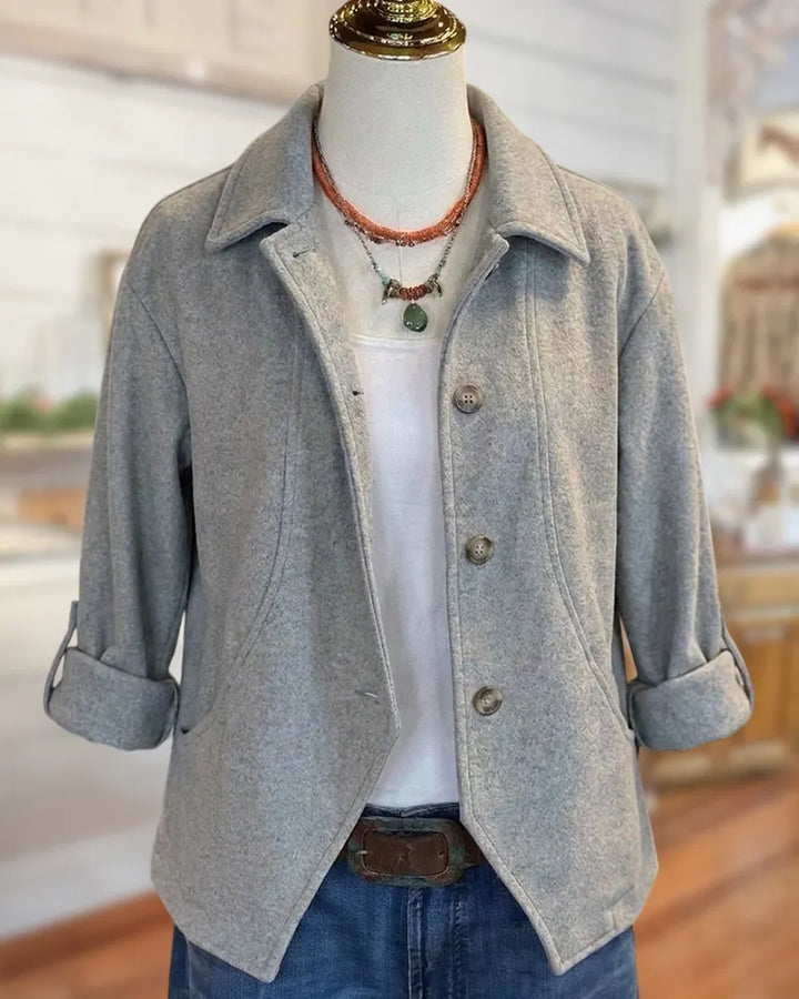 Lapel Button Rolled Cuff Jacket