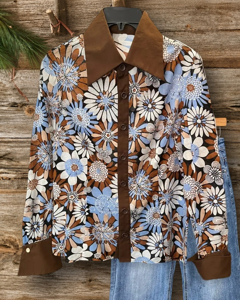 Floral Print Pretty Button Down Shirt
