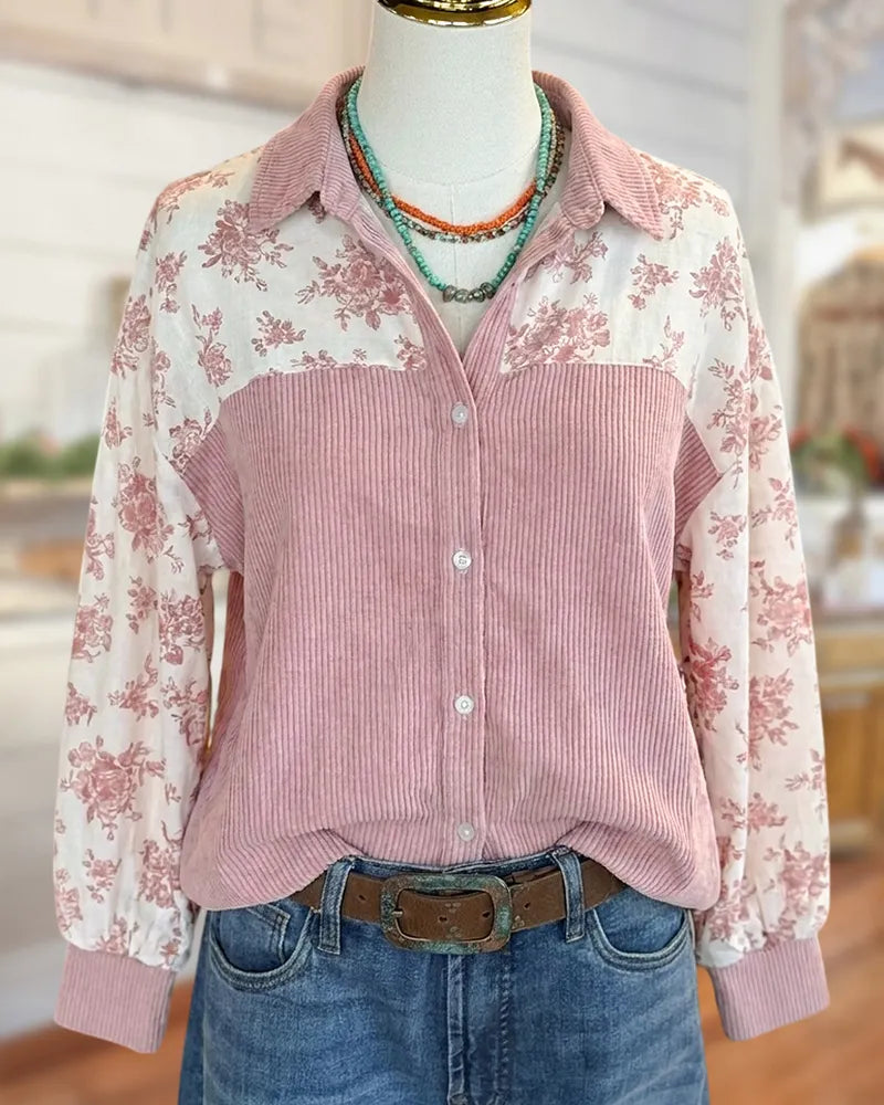 Floral Print Button Lapel Shirt