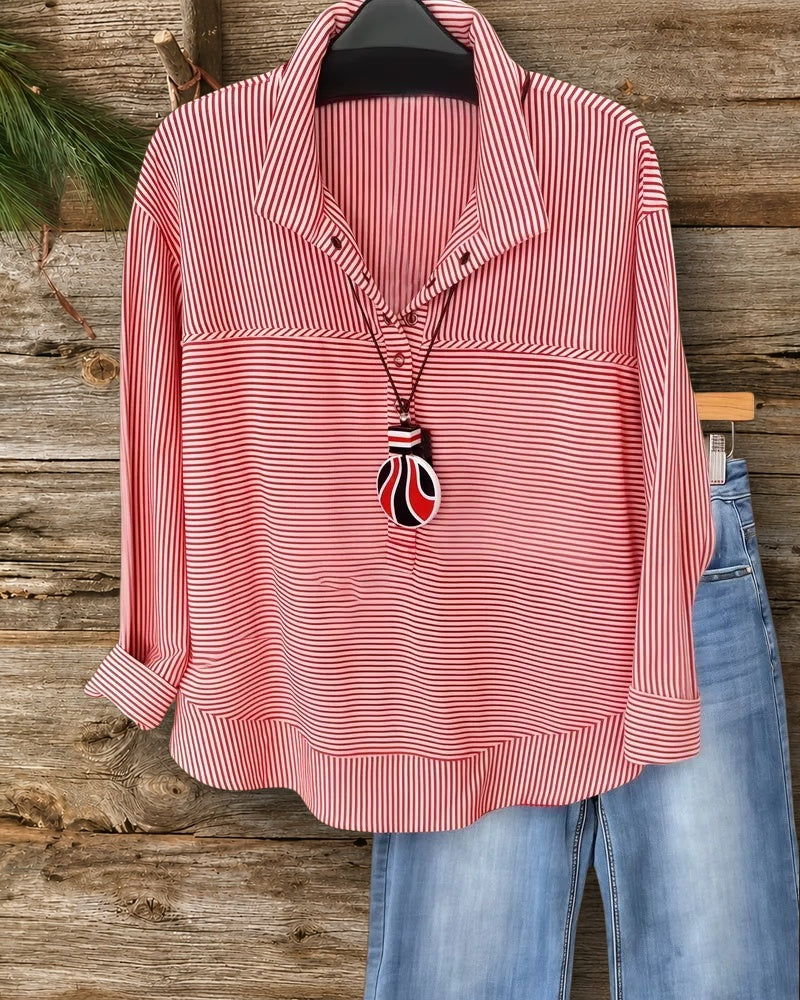 Striped Casual Wear Drop Shoulder Blouse