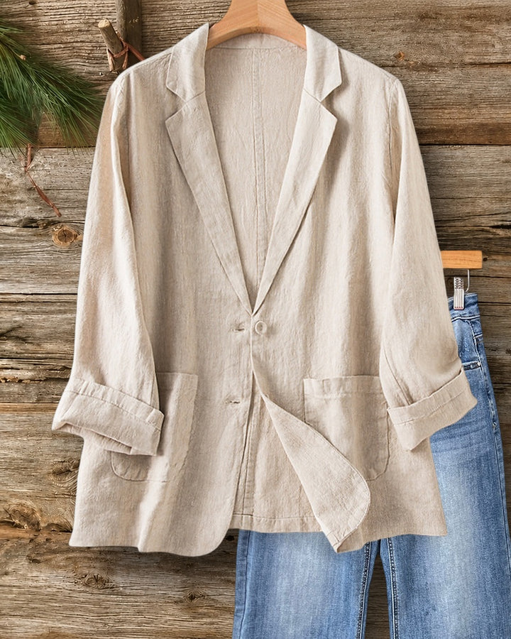 Solid Color Notched Lapel Feminine Single Breasted Blazer