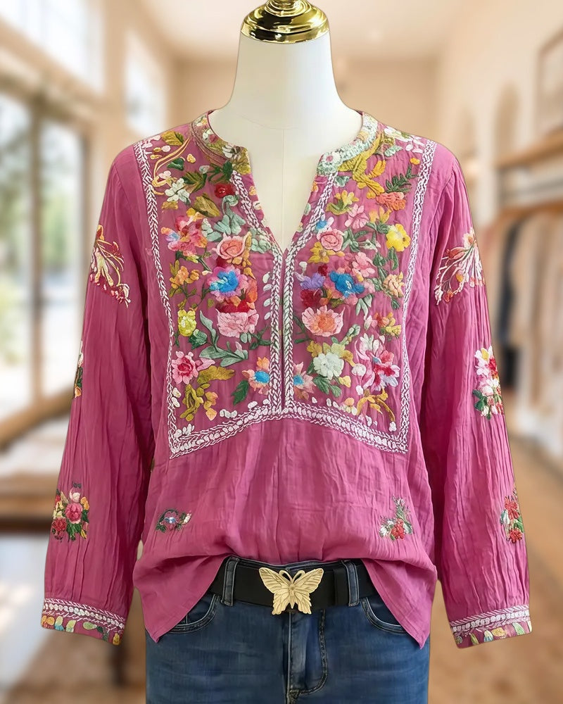 Floral Print V Neck Casual Wear Blouse